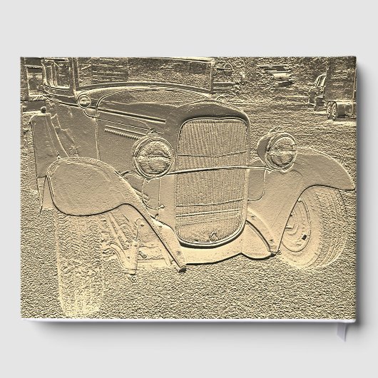 Embossed Metal Look Classic Car Memorial Gastenboek (Achterkant)