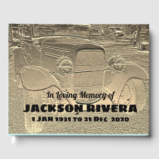 Embossed Metal Look Classic Car Memorial Gastenboek (Voorkant)