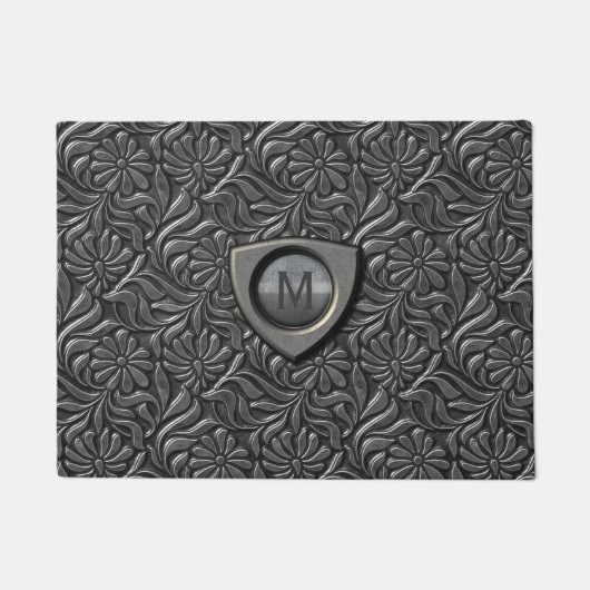 Embossed Metal Shield Monogram ID139 Deurmat (Voorkant)