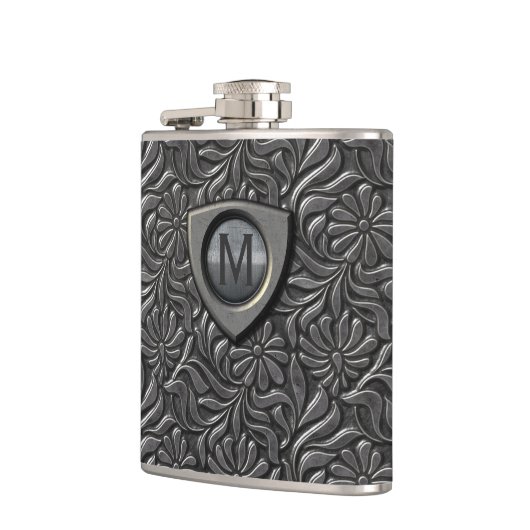 Embossed Metal Shield Monogram ID139 Heupfles (Links)