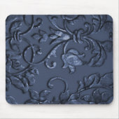 Embossed Metallic Damask Navy Blue Muismat (Voorkant)
