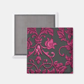 Embossed Metallic look Damask, Magenta Magneet (Voorkant / Achterkant)