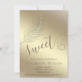 Embossed palm minimalistisch gouden script zoet 16 kaart (Voorkant)