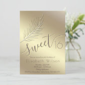 Embossed palm minimalistisch gouden script zoet 16 kaart (Staand voorkant)
