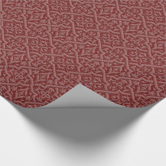 Embossed Red Glitter Damask Cadeaupapier (Hoek)