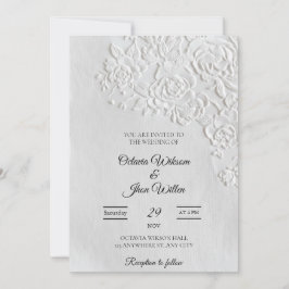 Embossed Roses Deckled Edge Sage Wedding Kaart