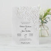 Embossed Roses Deckled Edge Sage Wedding Kaart (Staand voorkant)