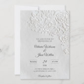 Embossed Roses Deckled Edge Sage Wedding Kaart (Voorkant)