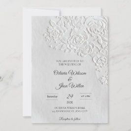 Embossed Roses Deckled Edge Sage Wedding Kaart