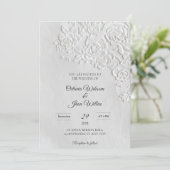 Embossed Roses Deckled Edge Sage Wedding Kaart (Staand voorkant)