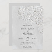 Embossed Roses Deckled Edge Sage Wedding Kaart (Voorkant / Achterkant)