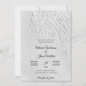 Embossed Roses Deckled Edge Sage Wedding  Kaart (Voorkant)