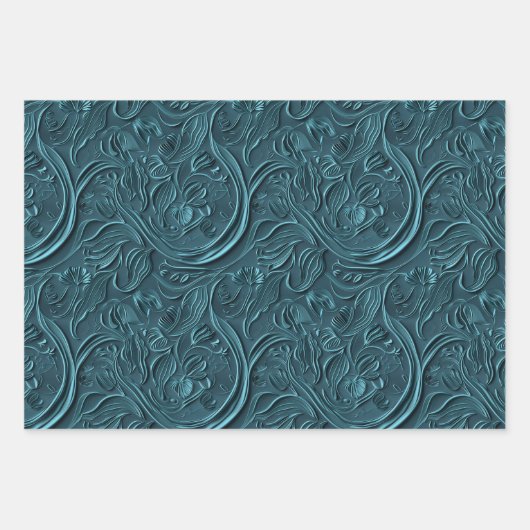 Embossed Shades of Blue Inpakpapier Vel (Voorkant)