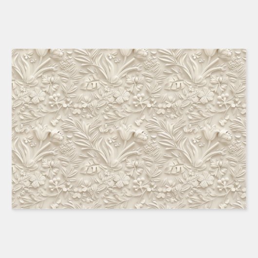 Embossed Shades of Off White Inpakpapier Vel (Voorkant 2)