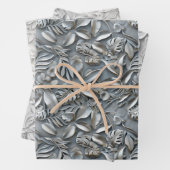 Embossed Shades of Silver Gray Inpakpapier Vel (In situ)