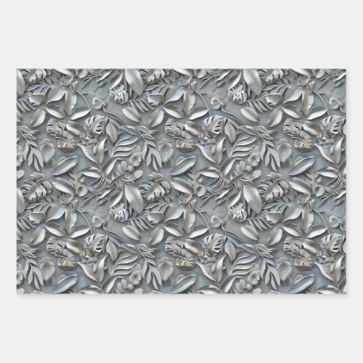 Embossed Shades of Silver Gray Inpakpapier Vel (Voorkant)