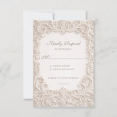 Embossed Style Ivory Rococo Scroll Wedding RSVP Kaartje (Voorkant)