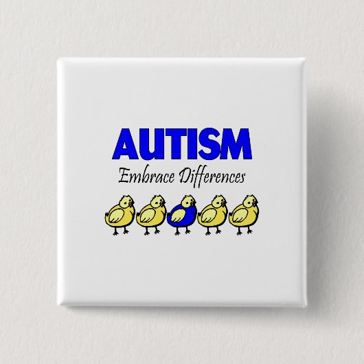 Embrace Autism (Eenden) Vierkante Button 5,1 Cm (Voorkant)