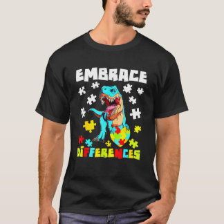 Embrace Difference T Rex Dinosaur Autistic Puzzle T-shirt