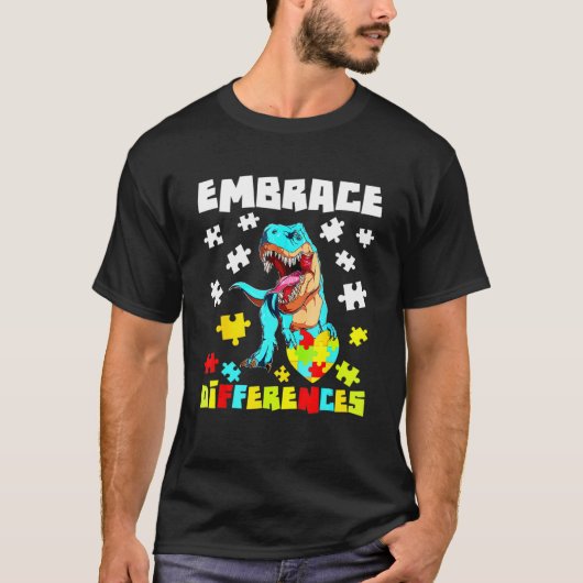 Embrace Difference T Rex Dinosaur Autistic Puzzle T-shirt (Voorkant)