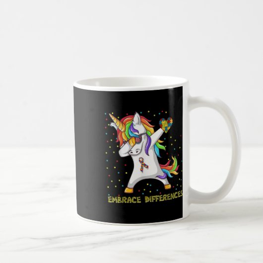 Embrace Difference Unicorn Dabbing Puzzle Autism Koffiemok (Rechts)