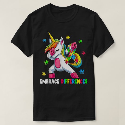 Embrace Differences Unicorn - Embrace ADHD Autism T-shirt (Design voorkant)