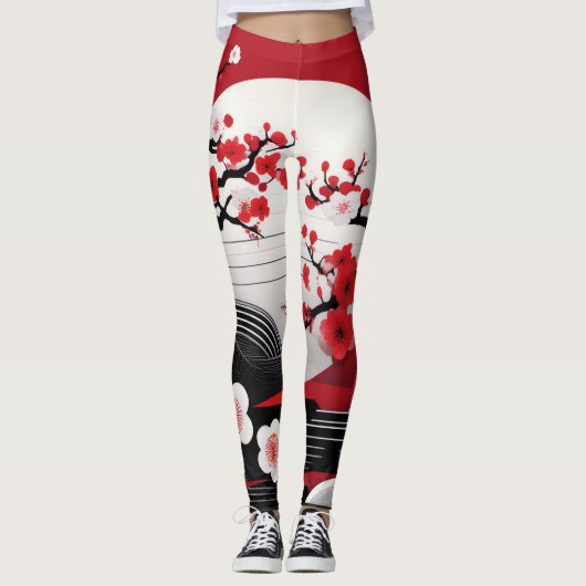 Embrace Elegance: Japanse kersenbloesem Leggings (Voorkant)