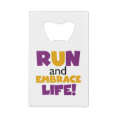 Embrace Life Paars Yellow Creditkaart Flessenopener (Voorkant)