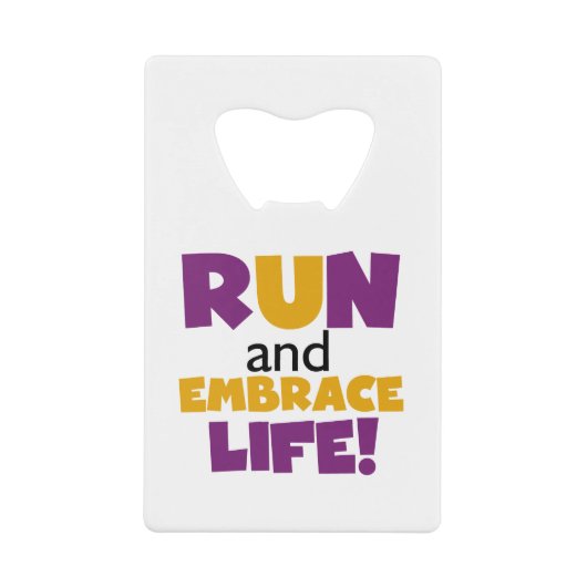 Embrace Life Paars Yellow Creditkaart Flessenopener (Voorkant)