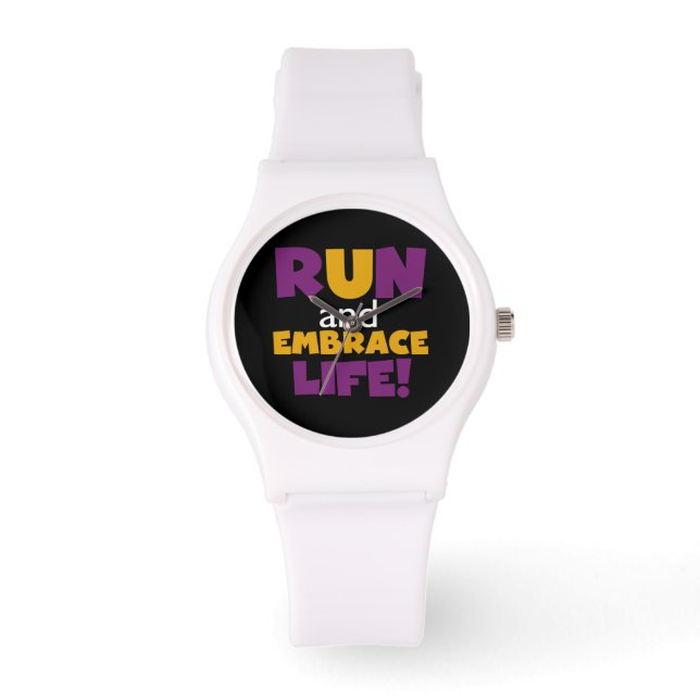 Embrace Life Paars Yellow Horloge (Voorkant)