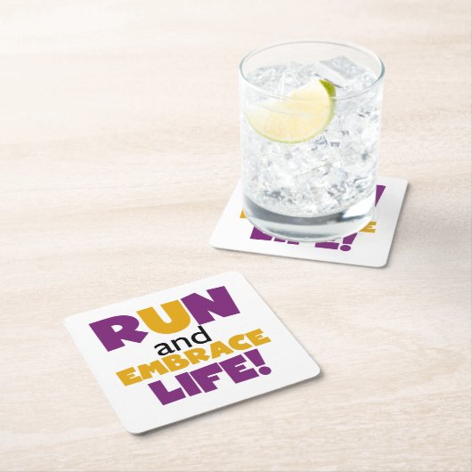 Embrace Life Paars Yellow Kartonnen Onderzetters (Insitu)