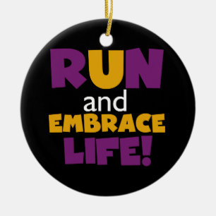 Embrace Life Paars Yellow Keramisch Ornament