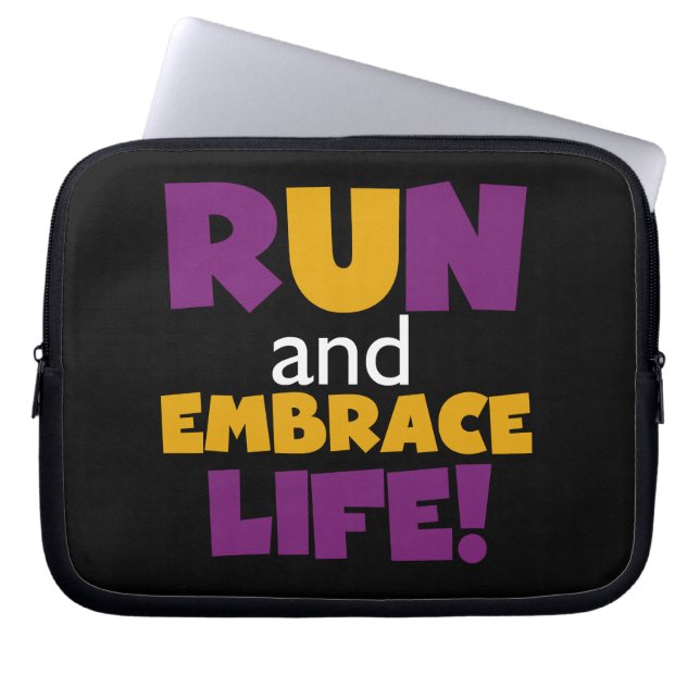 Embrace Life Paars Yellow Laptop Sleeve (Voorkant)