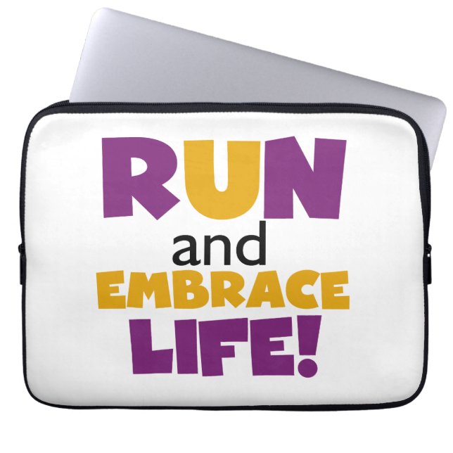 Embrace Life Paars Yellow Laptop Sleeve (Voorkant)