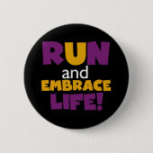 Embrace Life Paars Yellow Ronde Button 5,7 Cm (Voorkant)