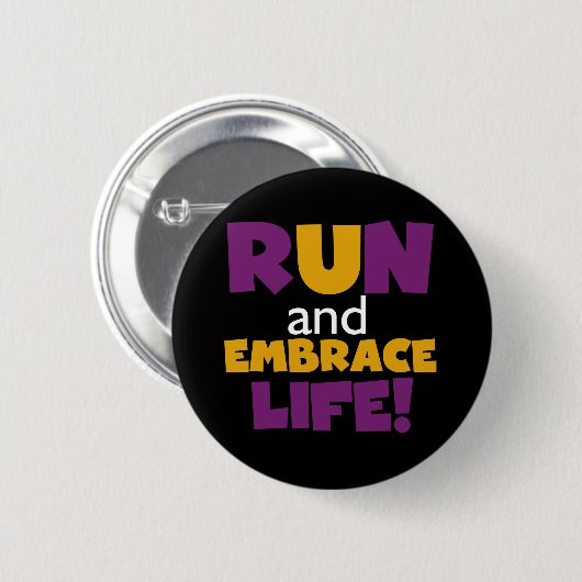 Embrace Life Paars Yellow Ronde Button 5,7 Cm (Voorkant /achterkant)