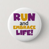 Embrace Life Paars Yellow Ronde Button 5,7 Cm (Voorkant)
