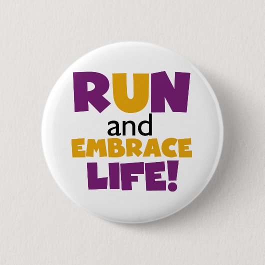 Embrace Life Paars Yellow Ronde Button 5,7 Cm (Voorkant)
