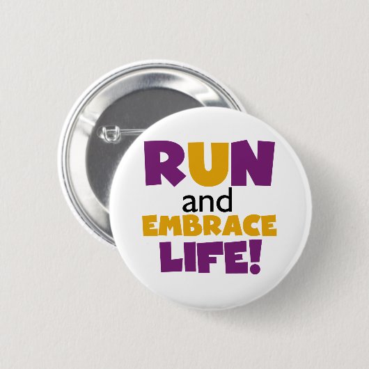 Embrace Life Paars Yellow Ronde Button 5,7 Cm (Voorkant /achterkant)
