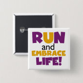 Embrace Life Paars Yellow Vierkante Button 5,1 Cm (Voorkant /achterkant)
