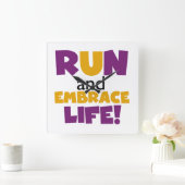 Embrace Life Paars Yellow Vierkante Klok (Huis)