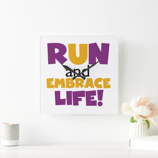 Embrace Life Paars Yellow Vierkante Klok (Huis)