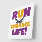 Embrace Life Paars Yellow Vierkante Klok (Hoek)