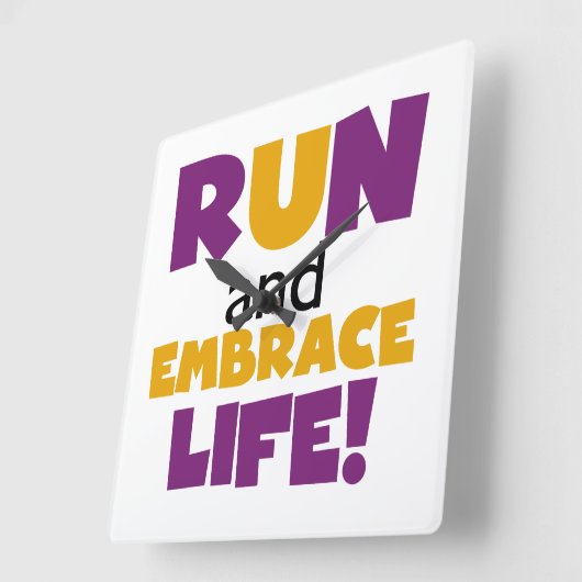 Embrace Life Paars Yellow Vierkante Klok (Hoek)