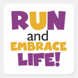 Embrace Life Paars Yellow Vierkante Sticker