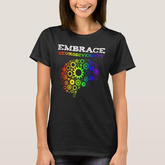 Embrace Neurodiversity Autisme ADHD Rainbow Brain T-shirt (Voorkant)