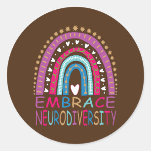 Embrace Neurodiversity Autisme Awareness Brain Ronde Sticker
