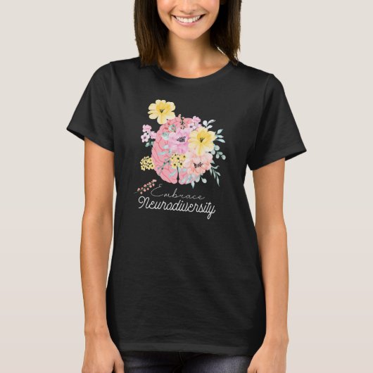 Embrace Neurodiversity Autisme Awareness Brain T-shirt (Voorkant)