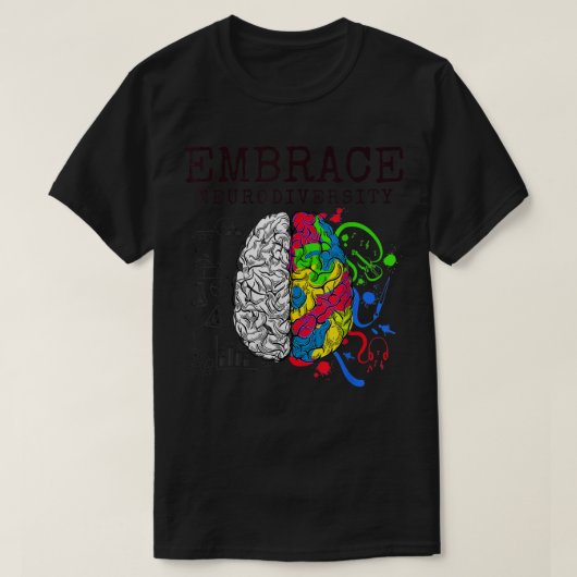 Embrace Neurodiversity Brain ADHD Autisme ASD Awar T-shirt (Design voorkant)