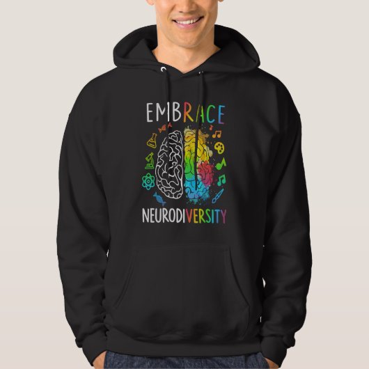 Embrace Neurodiversity Brain Autism Awareness Puzz Hoodie (Voorkant)